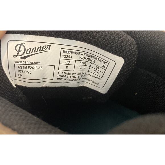 Danner Springfield 4.5" Composite Toe Work Boots – Women’s 8 Safety - Picture 5 of 9